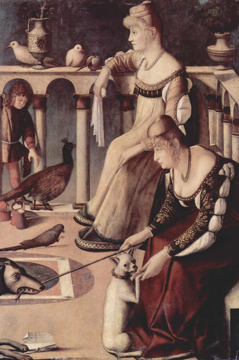 Dos damas venecianas con un chihuahua