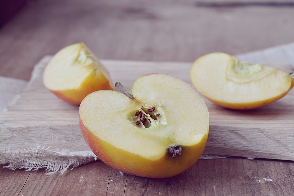 Sliced apple with seeds